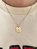 Gold Tablet Old English Initial Necklace