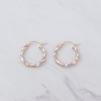 Tri Color Twist Hoop Earrings