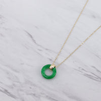 Mini Green Jade Ring Necklace