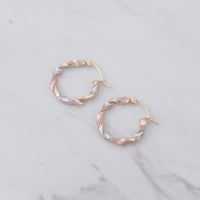 Tri Color Twist Hoop Earrings