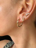 Flower Stone Huggies Earrings