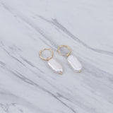 Pearl Dangling Earrings - Oblong