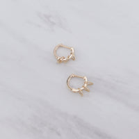 Tri Loop Stone Huggies Earrings