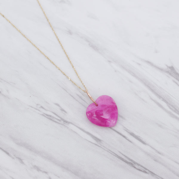 Pink Heart Jade Necklace